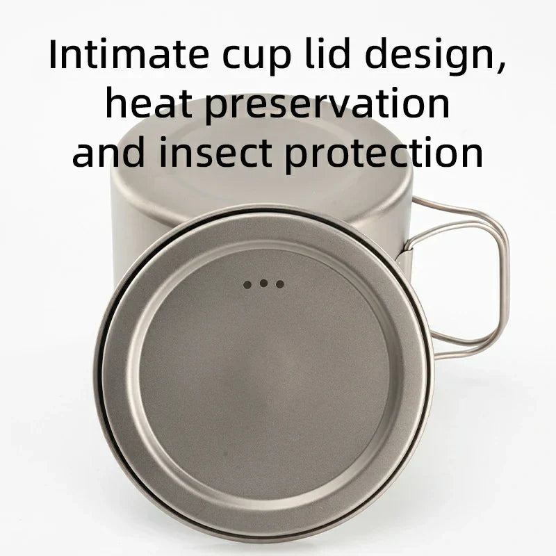 Load image into Gallery viewer, Qunature 1100ml Pure Titanium Camping Cup with Foldable Handle Lightweight
