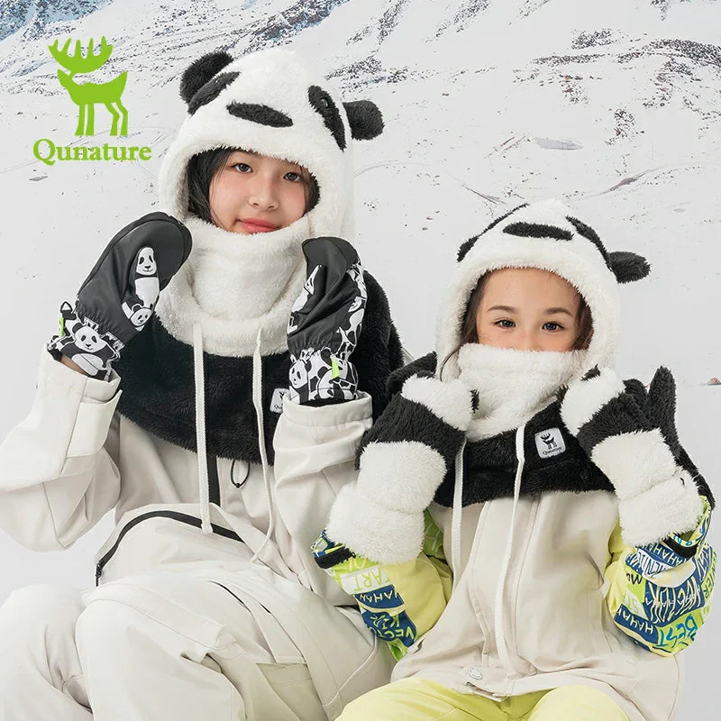 Load image into Gallery viewer, Qunature Panda Ski Gloves | Secure Grip &amp; Warmth for Families

