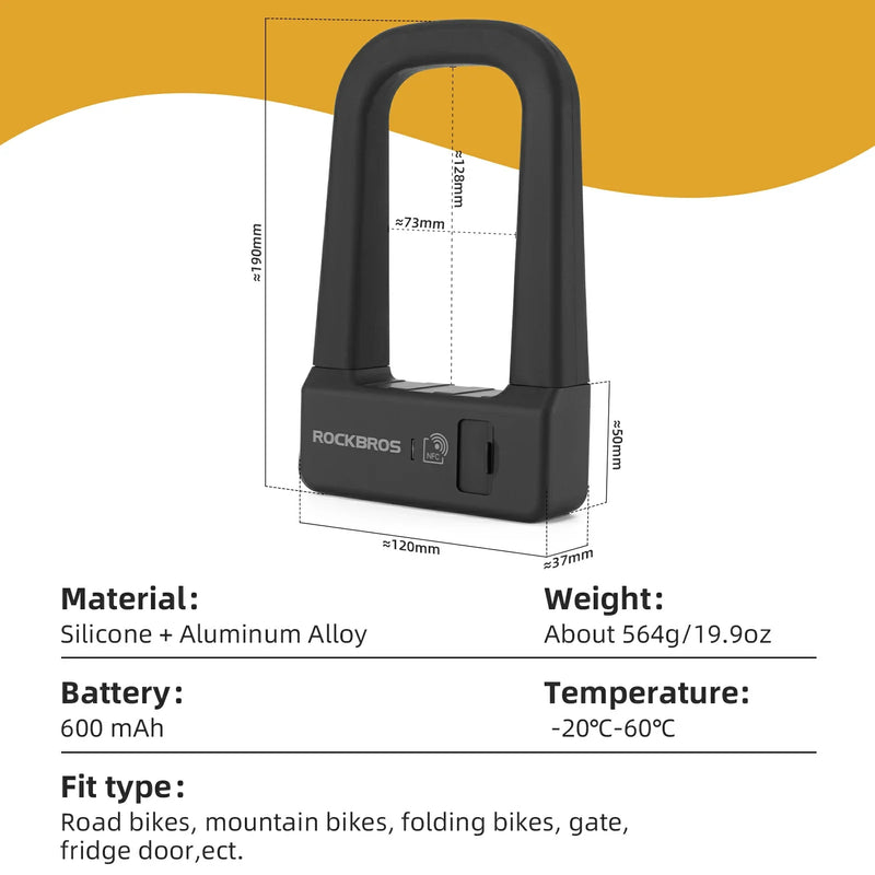 Load image into Gallery viewer, ROCKBROS NFC Smart Bike U Lock

