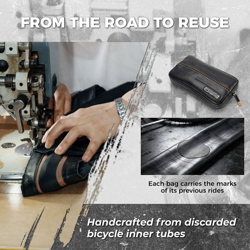 Load image into Gallery viewer, Sustainable Eco-Friendly Recycled Tire Bike Wallet 0.4L ROAD TO SKY
