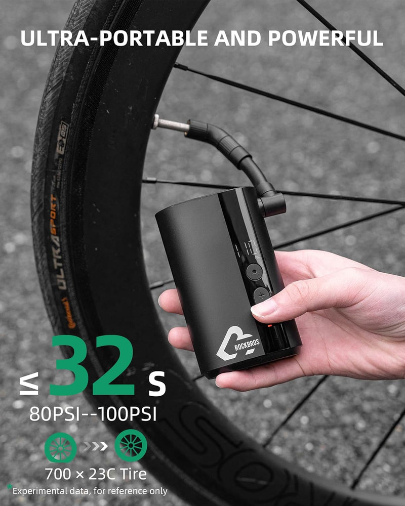 Load image into Gallery viewer, ROCKBROS Mini Bike Tire Pump 150PSI Fast Inflate Auto-Shutoff Digital Gauge
