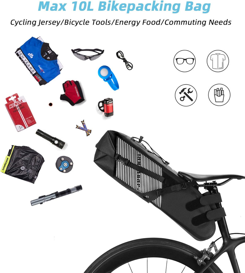 Load image into Gallery viewer, ROCKBROS Waterproof Bikepacking Saddle Bag 14L Adjustable Capacity Easy Install
