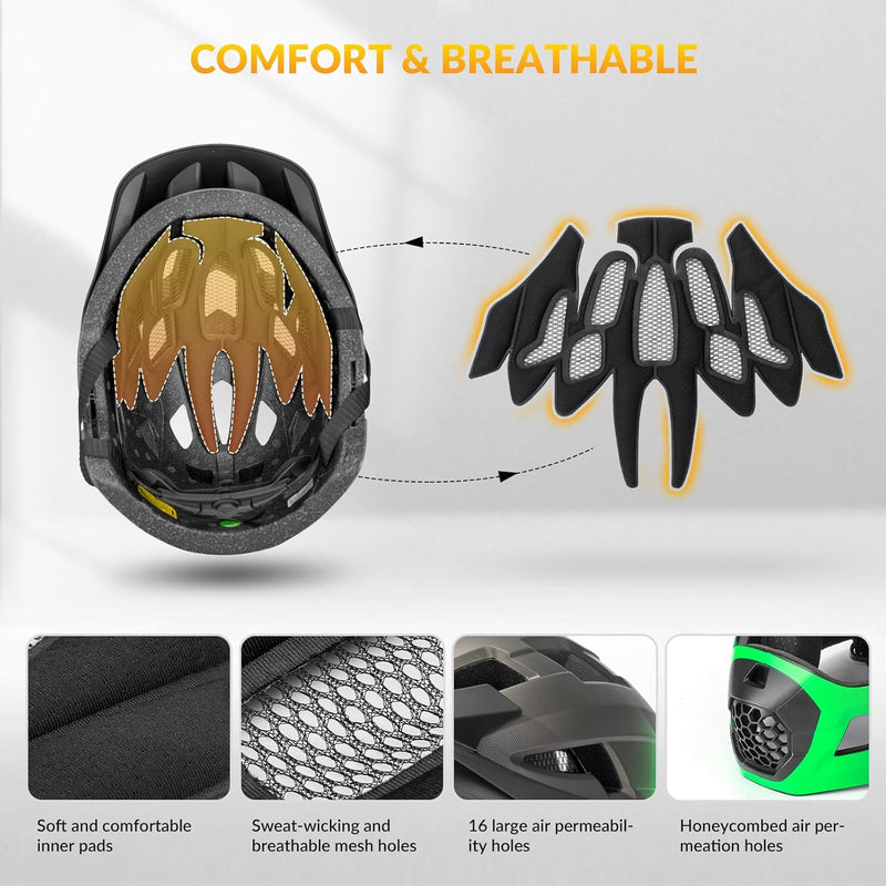Load image into Gallery viewer, ROCKBROS Kids Full Face Bike Helmet Ages 5-14 Anti-Collision Detachable Chin
