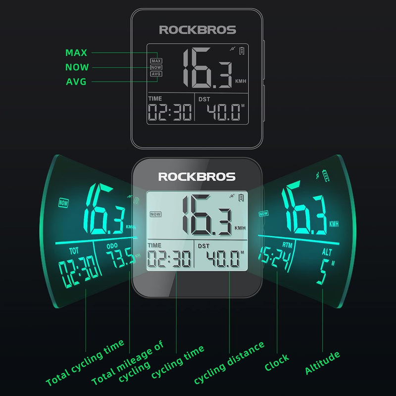 Load image into Gallery viewer, ROCKBROS GPS Bike Computer Accurate Wireless Speedometer with Backlight
