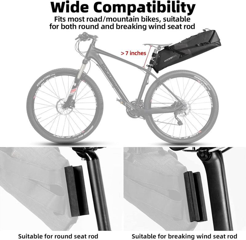 Load image into Gallery viewer, ROCKBROS Waterproof Bikepacking Saddle Bag 14L Adjustable Capacity Easy Install
