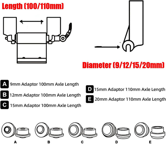ROCKBROS Suction Cup Bike Rack Adapter 9/12/15/20mm Diameter 100/110mm Axle Length