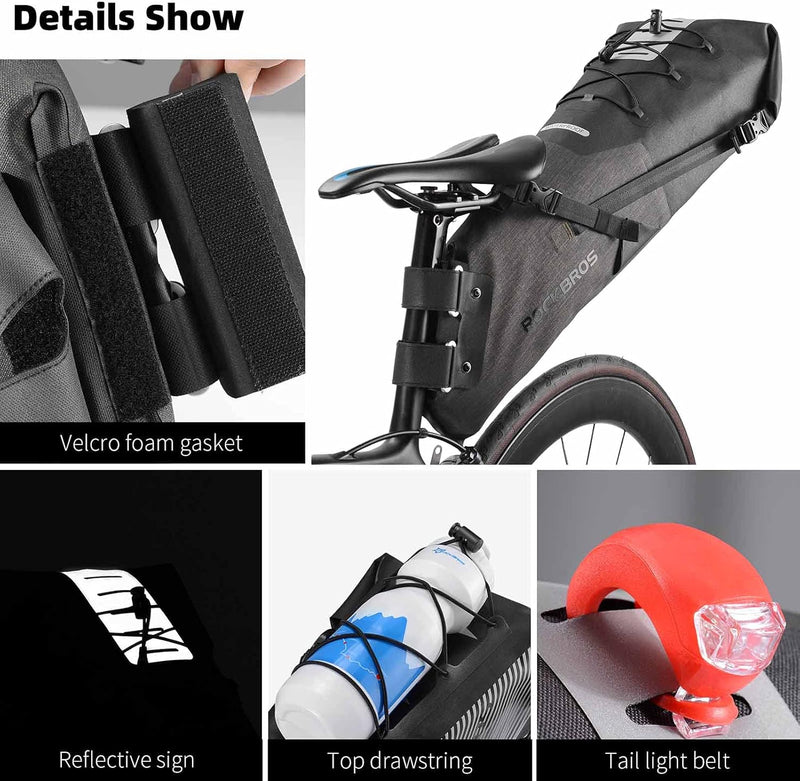 Load image into Gallery viewer, ROCKBROS Waterproof Bikepacking Saddle Bag 14L Adjustable Capacity Easy Install
