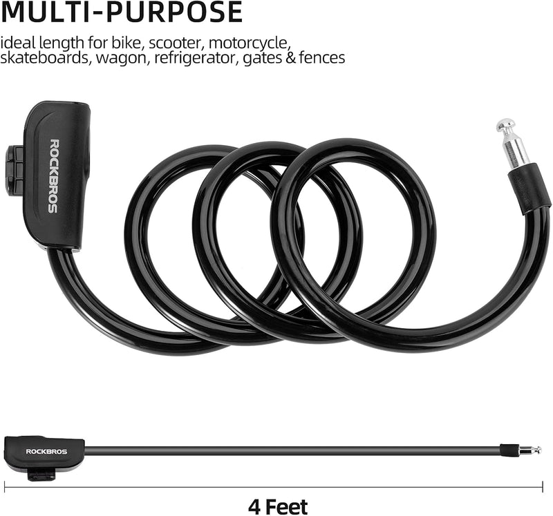 Load image into Gallery viewer, ROCKBROS 3ft Bike Cable Lock - Secure, Lightweight with Mounting Bracket
