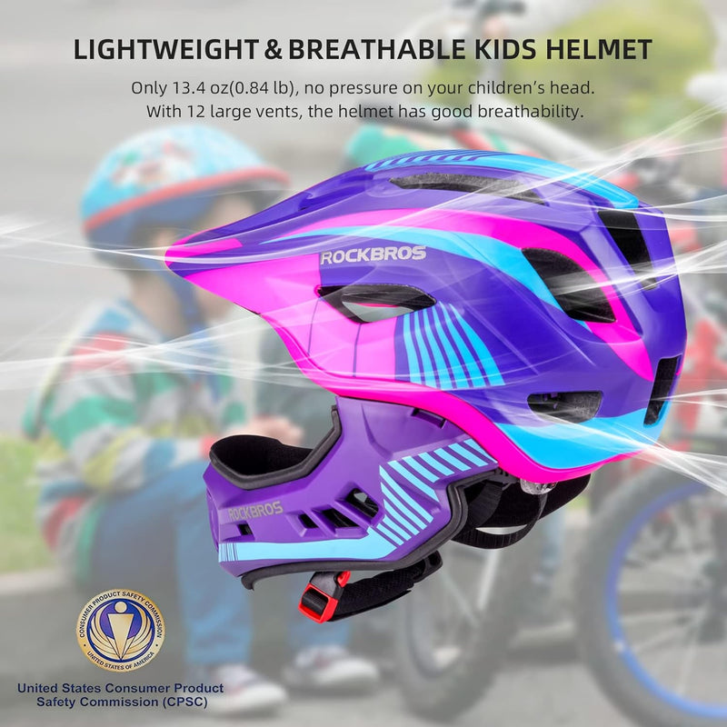 Load image into Gallery viewer, ROCKBROS Kids Full Face Helmet Detachable for Youth Child Boys Girls Ages 3-16
