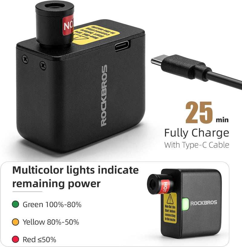 Load image into Gallery viewer, ROCKBROS AS1 Mini Electric Bike Tire Pump 100PSI
