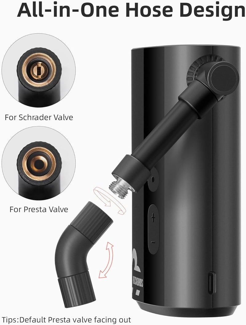 Load image into Gallery viewer, ROCKBROS Mini Bike Tire Pump 150PSI Fast Inflate Auto-Shutoff Digital Gauge
