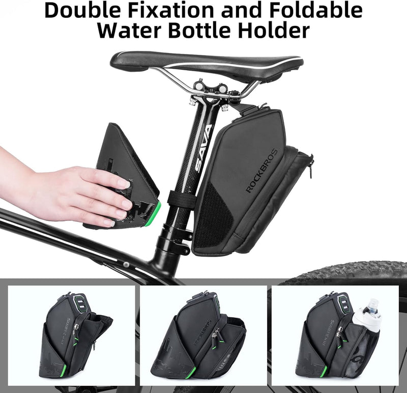 Load image into Gallery viewer, ROCKBROS Waterproof Bike Saddle Bag with Water Bottle Holder
