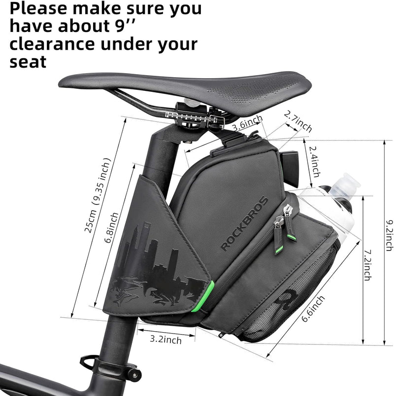 Load image into Gallery viewer, ROCKBROS Waterproof Bike Saddle Bag with Water Bottle Holder
