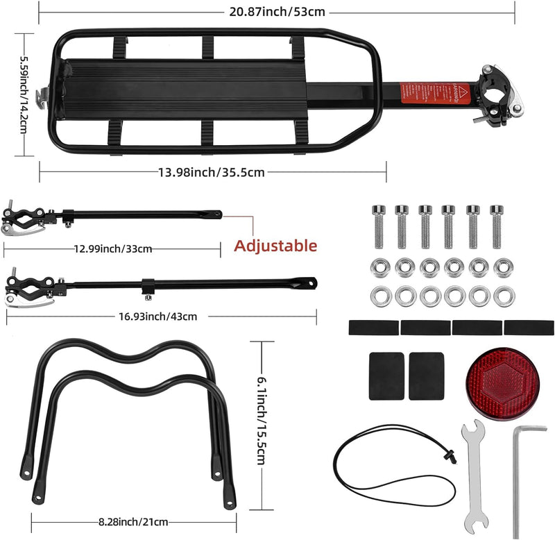 Load image into Gallery viewer, ROCKBROS Rear Bike Bicycle Cargo Rack Aluminum Alloy 115 lbs Capacity Black
