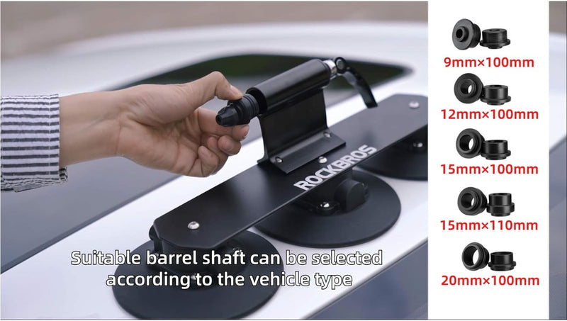 Load image into Gallery viewer, ROCKBROS Suction Cup Bike Rack Adapter 9/12/15/20mm Diameter 100/110mm Axle Length
