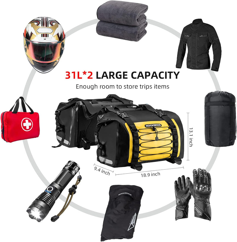 Load image into Gallery viewer, ROCKBROS 60L Waterproof Motorcycle Saddle Bags Durable Removable 2 PCS
