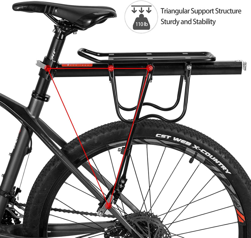 Load image into Gallery viewer, ROCKBROS Rear Bike Bicycle Cargo Rack Aluminum Alloy 115 lbs Capacity Black
