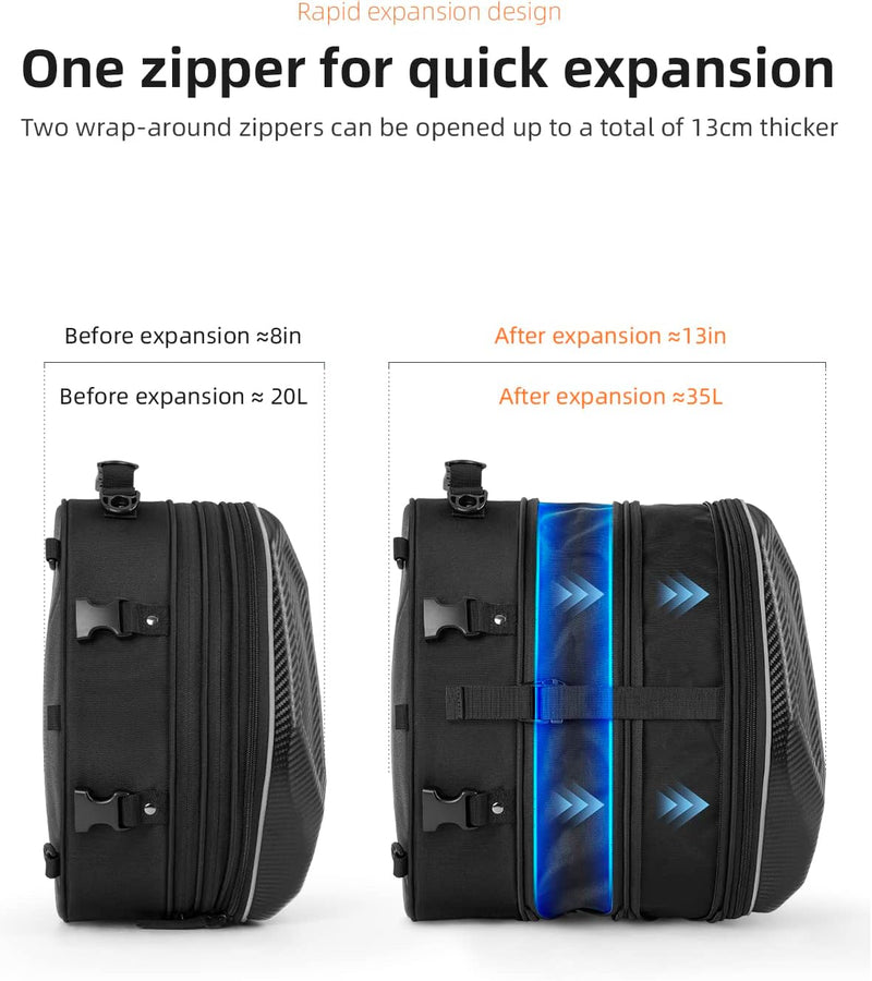 Load image into Gallery viewer, ROCKBROS 35L Hard Shell Motorcycle Tail Bag Waterproof Expandable Durable

