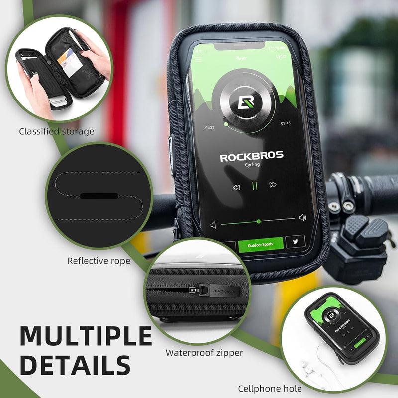 Load image into Gallery viewer, ROCKBROS Motorcycle Phone Mount Waterproof Handlebar Bag Phones Below 6.8”
