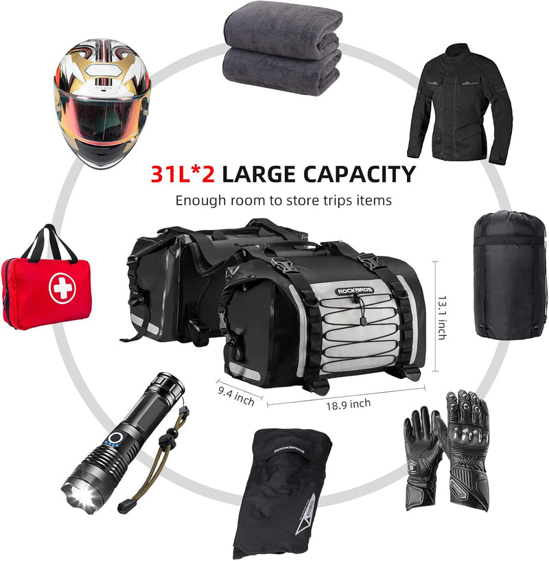 Load image into Gallery viewer, ROCKBROS 60L Waterproof Motorcycle Saddle Bags Durable Removable 2 PCS
