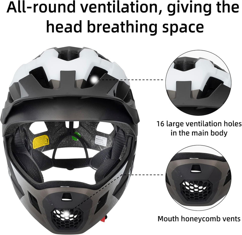Load image into Gallery viewer, ROCKBROS Kids Full Face Bike Helmet Ages 5-14 Anti-Collision Detachable Chin
