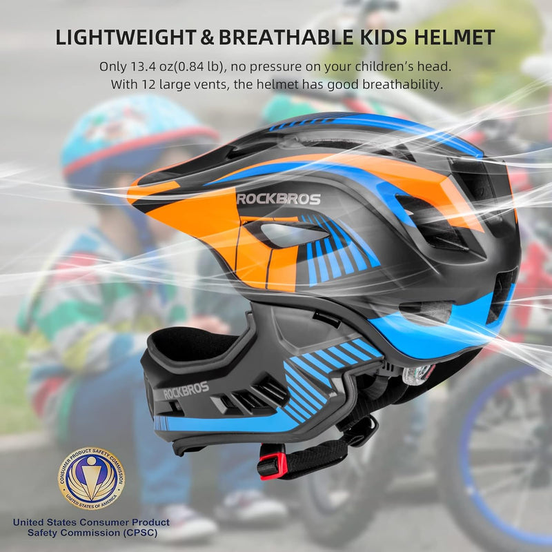 Load image into Gallery viewer, ROCKBROS Kids Full Face Helmet Detachable for Youth Child Boys Girls Ages 3-16
