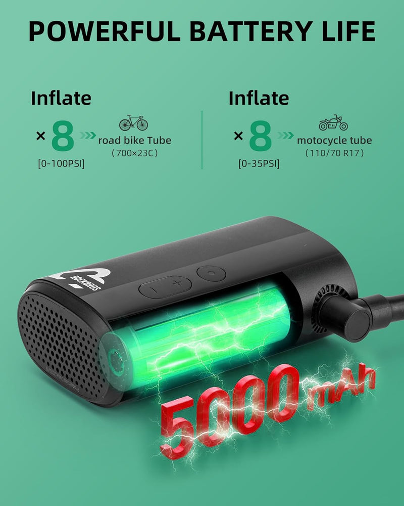 Load image into Gallery viewer, ROCKBROS Mini Bike Tire Pump 150PSI Fast Inflate Auto-Shutoff Digital Gauge
