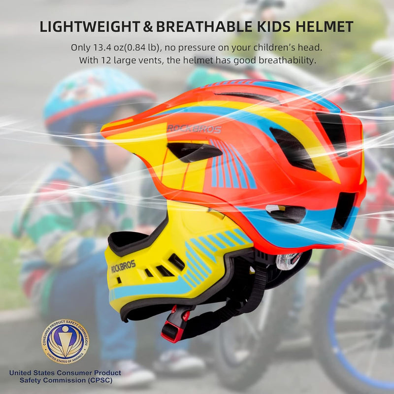 Load image into Gallery viewer, ROCKBROS Kids Full Face Helmet Detachable for Youth Child Boys Girls Ages 3-16
