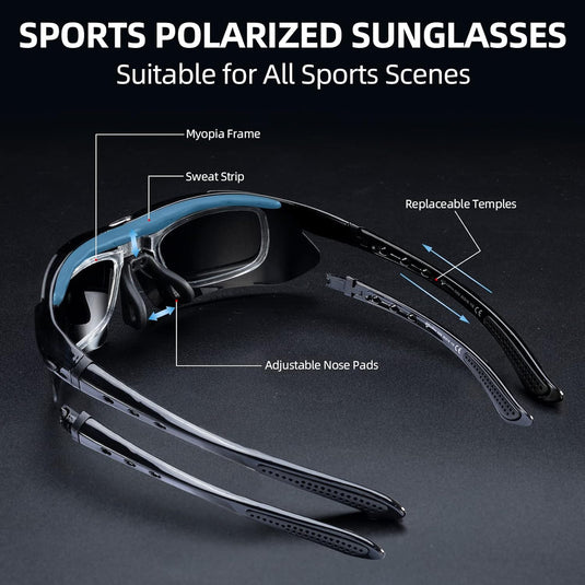 Slim Polarized Sports Sunglasses with 4 Lenses