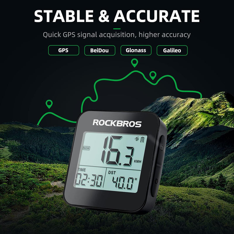 Load image into Gallery viewer, ROCKBROS GPS Bike Computer Accurate Wireless Speedometer with Backlight
