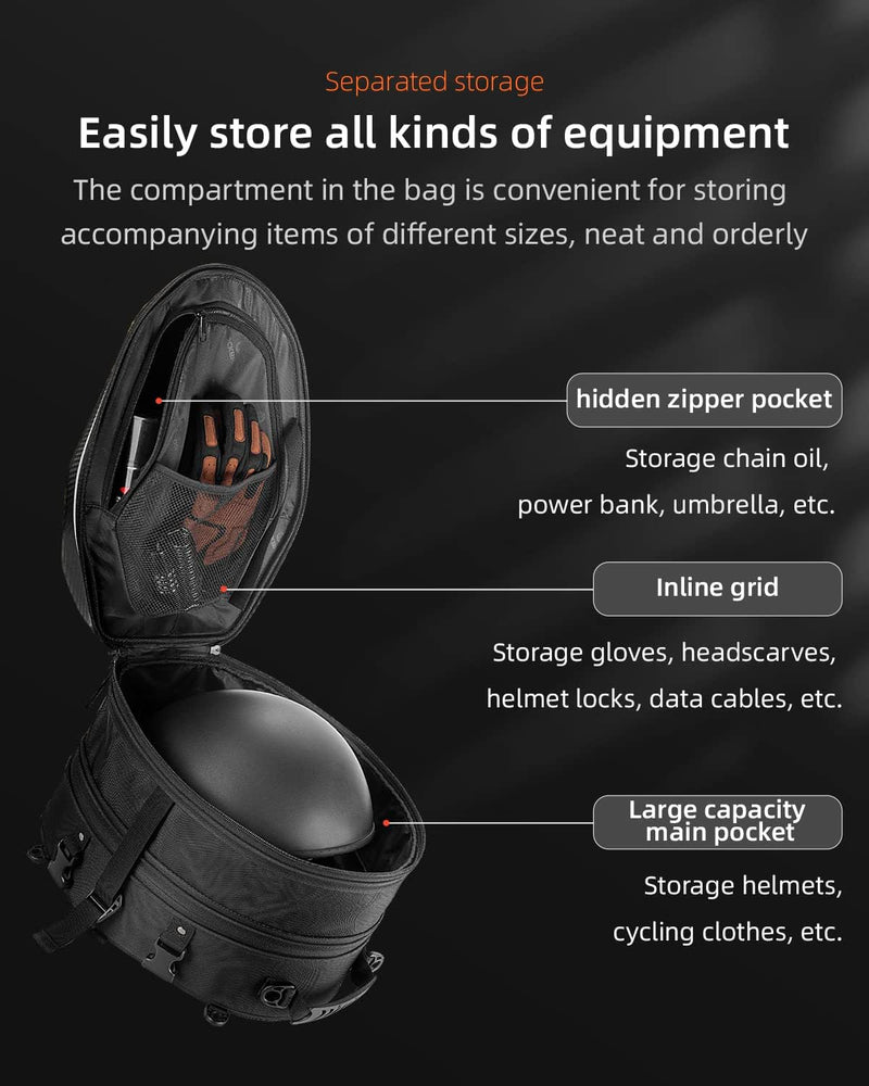 Load image into Gallery viewer, ROCKBROS 35L Hard Shell Motorcycle Tail Bag Waterproof Expandable Durable
