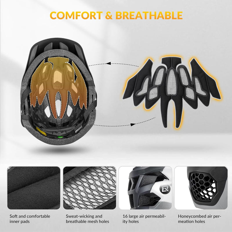 Load image into Gallery viewer, ROCKBROS Kids Full Face Bike Helmet Ages 5-14 Anti-Collision Detachable Chin
