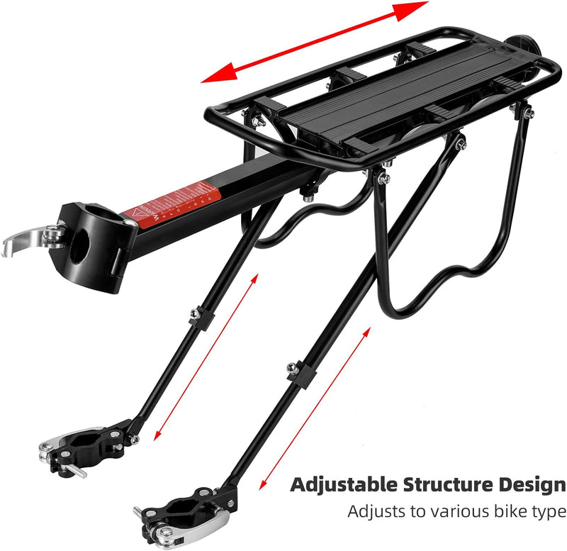 Load image into Gallery viewer, ROCKBROS Rear Bike Bicycle Cargo Rack Aluminum Alloy 115 lbs Capacity Black
