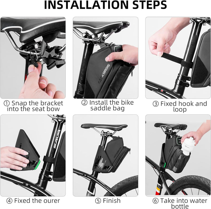 Load image into Gallery viewer, ROCKBROS Waterproof Bike Saddle Bag with Water Bottle Holder
