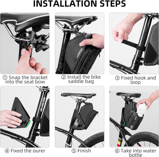 ROCKBROS Waterproof Bike Saddle Bag with Water Bottle Holder