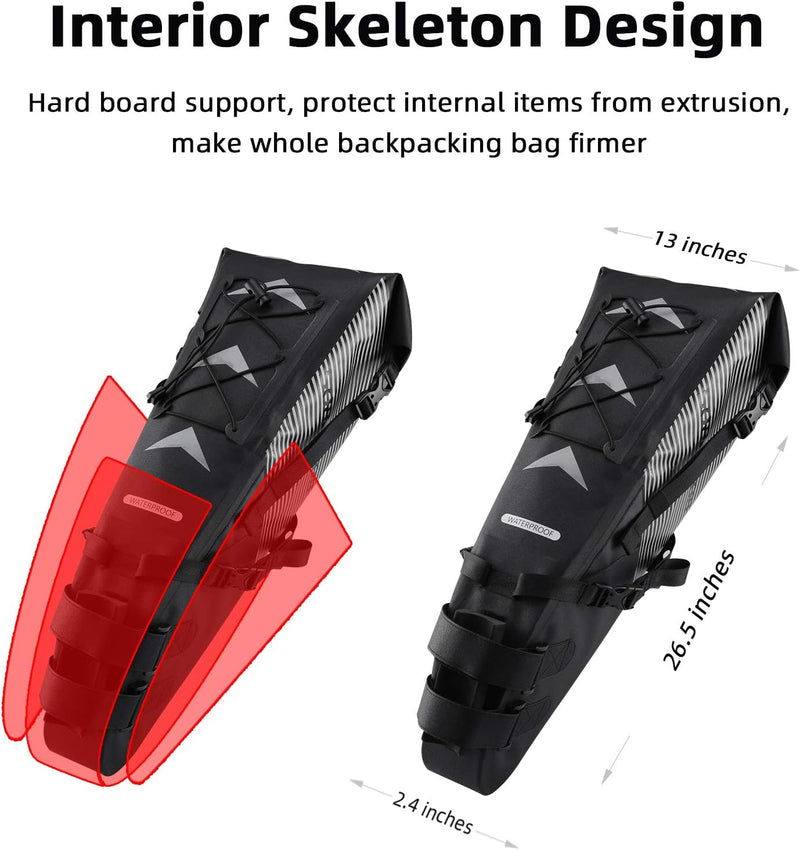 Load image into Gallery viewer, ROCKBROS Waterproof Bikepacking Saddle Bag 14L Adjustable Capacity Easy Install
