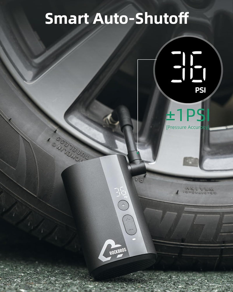 Load image into Gallery viewer, ROCKBROS Mini Bike Tire Pump 150PSI Fast Inflate Auto-Shutoff Digital Gauge

