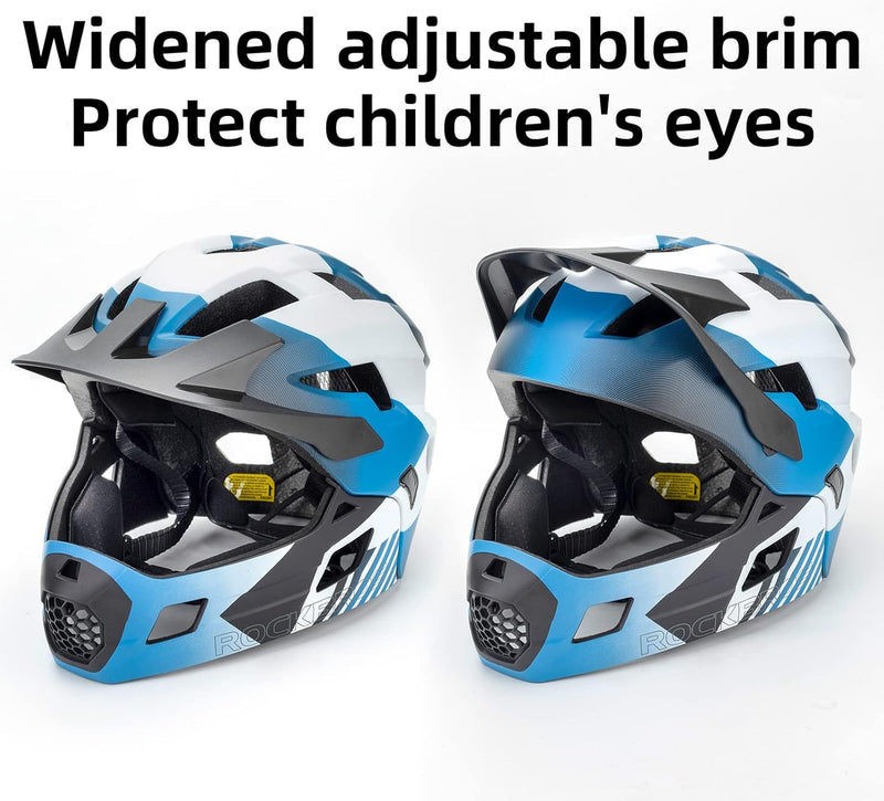 Load image into Gallery viewer, ROCKBROS Kids Full Face Bike Helmet Ages 5-14 Anti-Collision Detachable Chin
