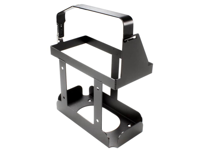 Load image into Gallery viewer, Front Runner Vertical Jerry Can Holder in black with secure latch and mounting brackets
