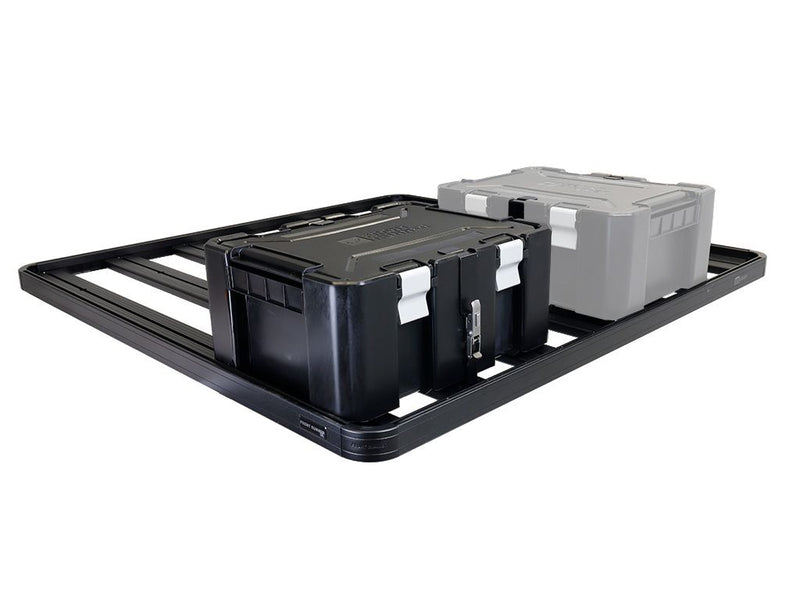 Load image into Gallery viewer, Front Runner Wolf Pack Pro storage boxes securely mounted on black rack with mounting brackets.
