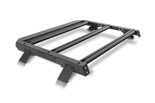 Alt text: "Attica 4x4 Ford Bronco 2021-2024 Terra Series compact roof rack on a black background, showcasing durable metal construction and modern design for vehicle storage solutions."