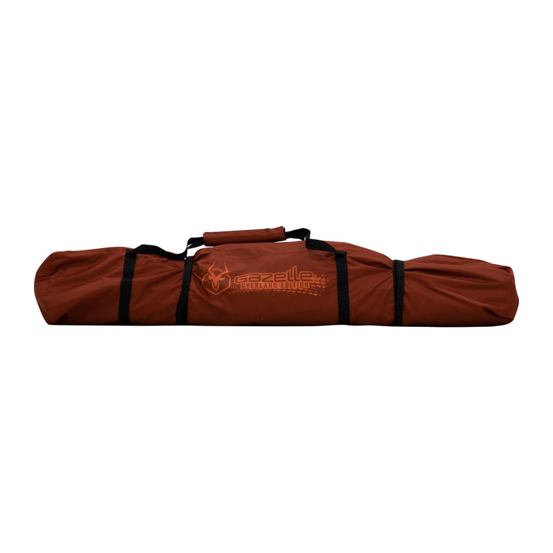 Load image into Gallery viewer, Alt text: &quot;Gazelle Tents T4 water-resistant duffle bag in brown color with logo, suitable for outdoor and travel use.&quot;
