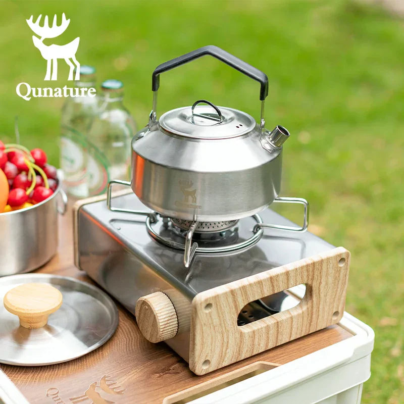 Load image into Gallery viewer, Qunature Stainless Steel Tea Set with Foldable Pot and Kettle for Outdoor Adventures
