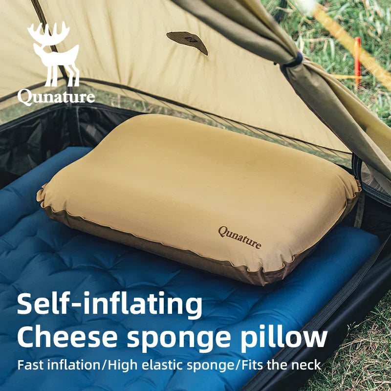 Load image into Gallery viewer, Qunature Self-Inflating Cheese Sponge Pillow with 3D High Elastic Support
