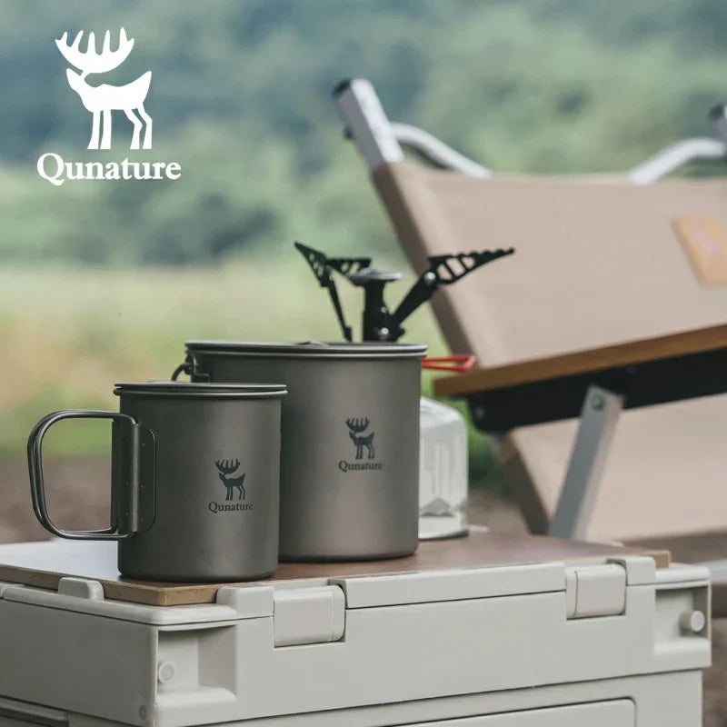 Load image into Gallery viewer, Qunature 1100ml Pure Titanium Camping Cup with Foldable Handle Lightweight
