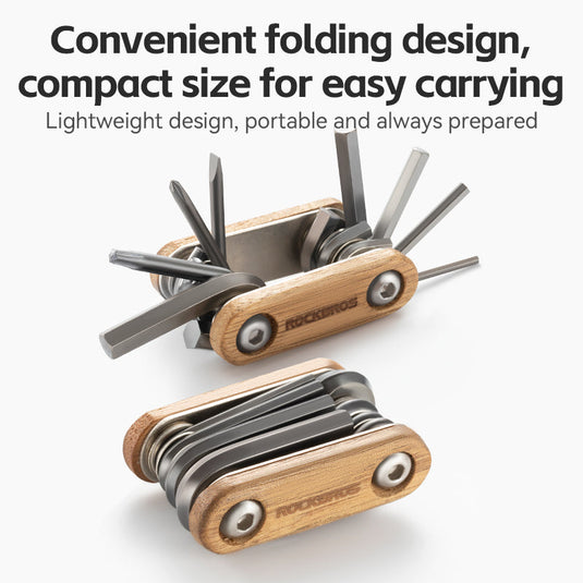 ROCKBROS Titanium-Plated 8-in-1 Wood Handle Multi-function Tool