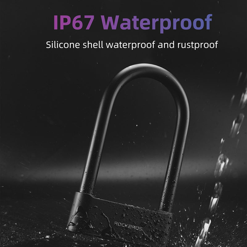Load image into Gallery viewer, ROCKBROS Smart Bike U Lock with Fingerprint and App Control Waterproof
