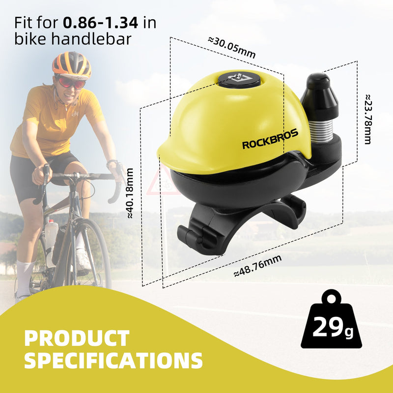 Load image into Gallery viewer, ROCKBROS 80DB Bike Bell Aluminum Alloy Helmet-Shaped Fits 22-34mm Handlebars

