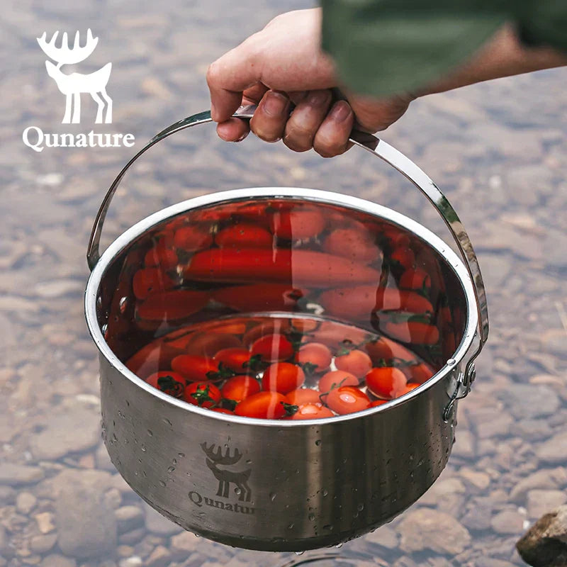 Load image into Gallery viewer, Qunature 304 Stainless Steel 5-Piece Camping Cookware Set with Teflon Coating
