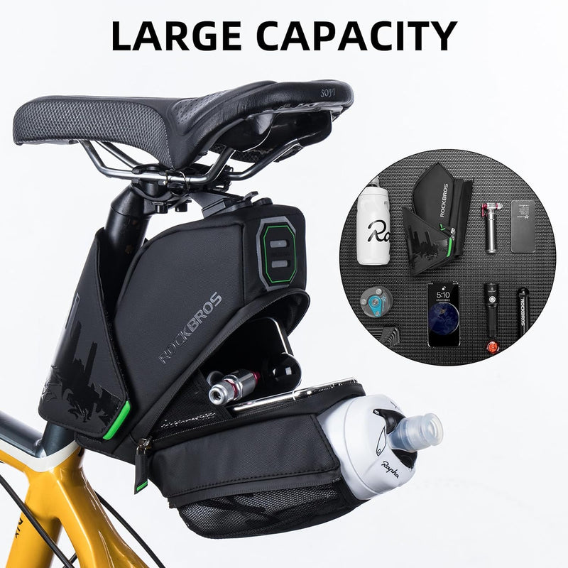 Load image into Gallery viewer, ROCKBROS Waterproof Bike Saddle Bag with Water Bottle Holder
